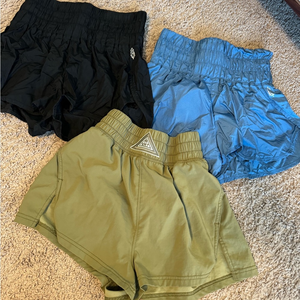 Bundle of Free People Women's Athletic Shorts - Black, Blue, Olive